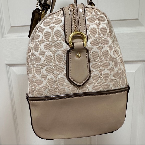 Coach Poppy Signature East West Satchel Champagne Tan Patent Leather - Picture 8 of 11